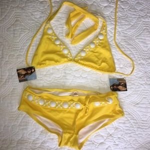 Victoria Secret Yellow Stone Triangle bikini